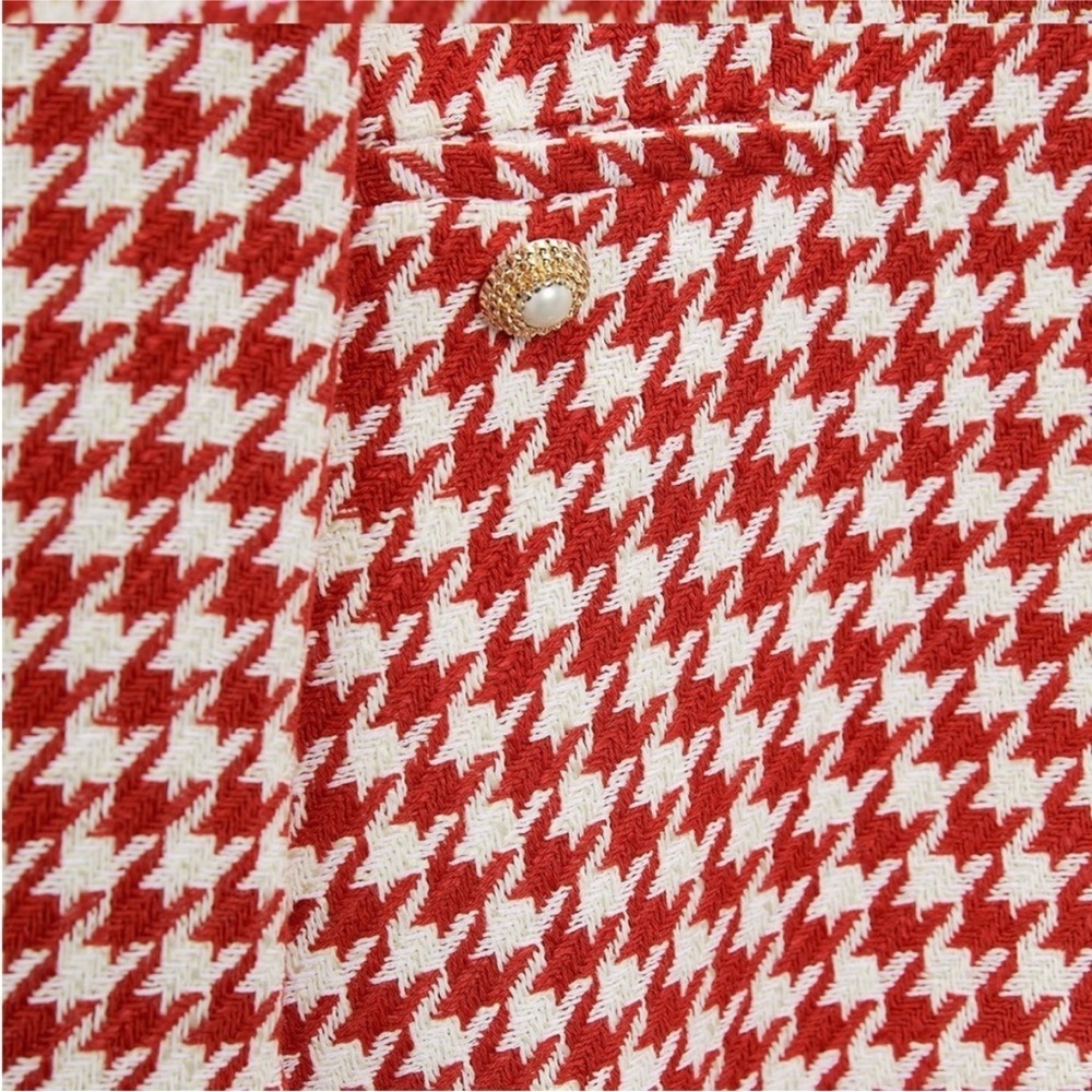 Zara Red and White Houndstooth Blazer Tailored Fit - Picture 8 of 12